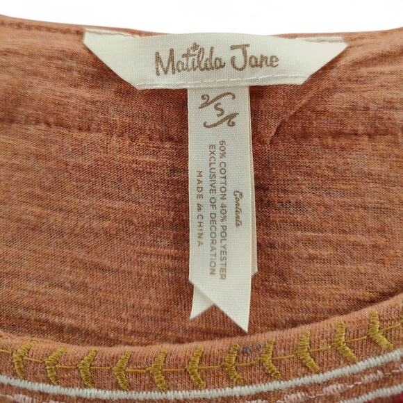 Matilda Jane Heart to Heart Homeroom Tiered Dress Fall Pockets Orange Womens S - Picture 3 of 6